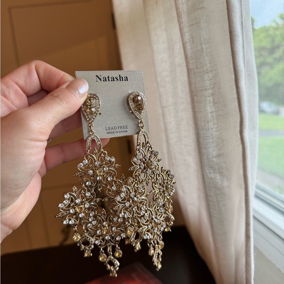 Natasha Couture Jewelry - Natasha Couture Gold and Silver Floral Drop Earrings